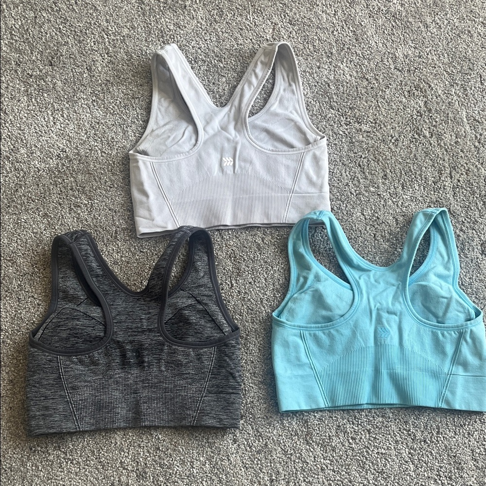 4 - All In Motion Women's Seamless Sports Bra Set - Black, White, Blue - Picture 5 of 6